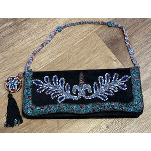 TIMMY WOODS RARE Multicolored Beaded Bag Geometric Design HandMade Purse Clutch